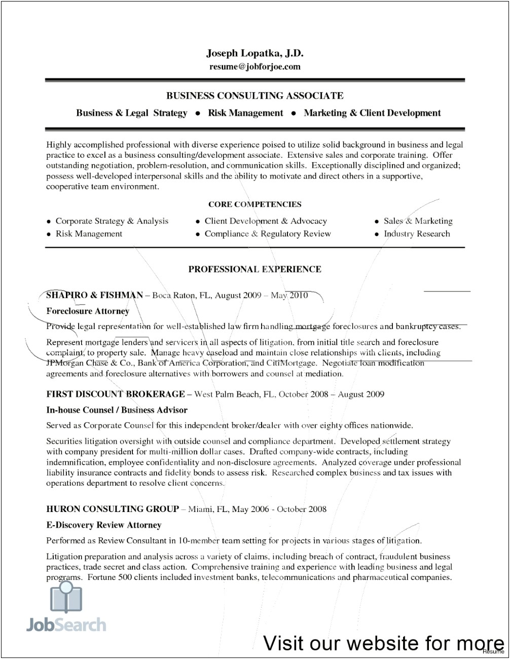Sample Resume Attorney And Negotiation