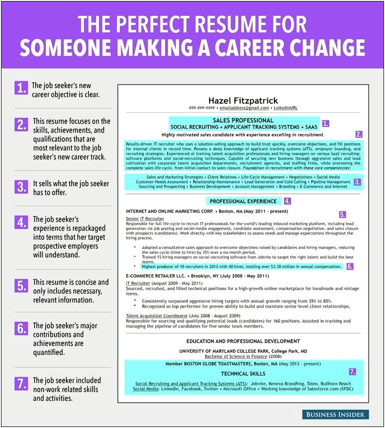 Sample Resume Career Change No Experience