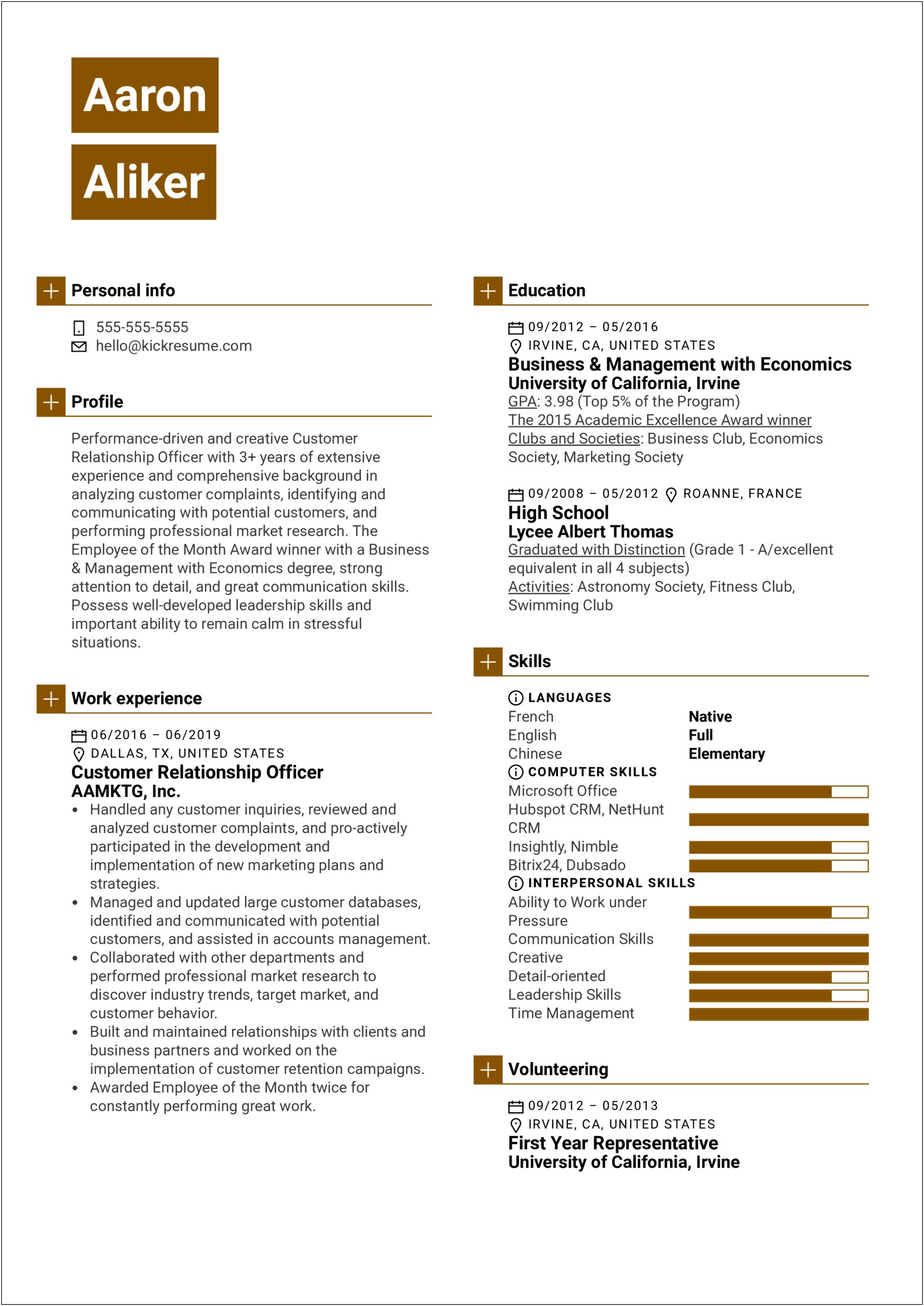 Sample Resume Client Relations Manager