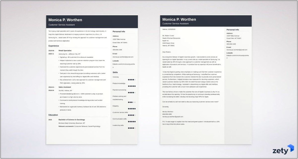 Sample Resume Cover Letters For Internships