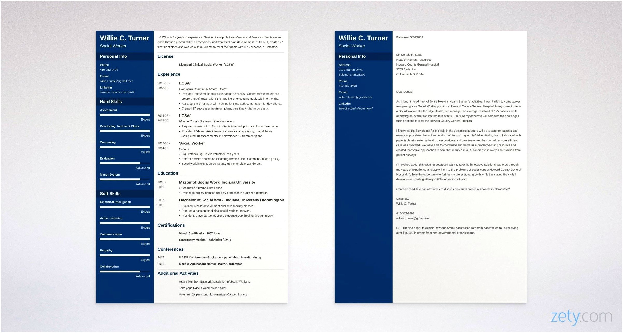 Sample Resume Cover Letters For Social Workers