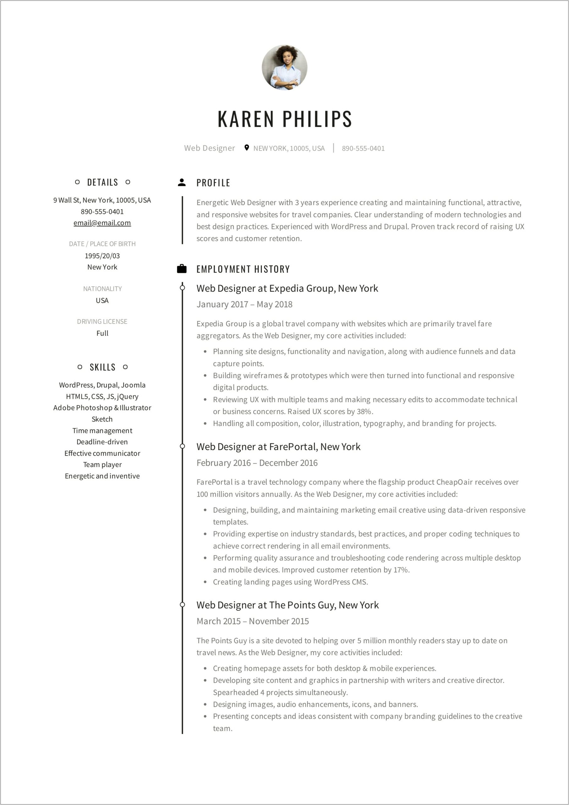 Sample Resume Examples For Free
