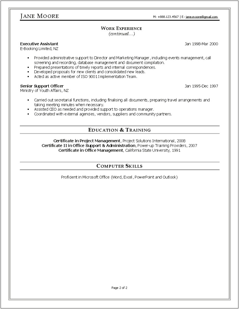 Sample Resume Executive Assistant Office Manager