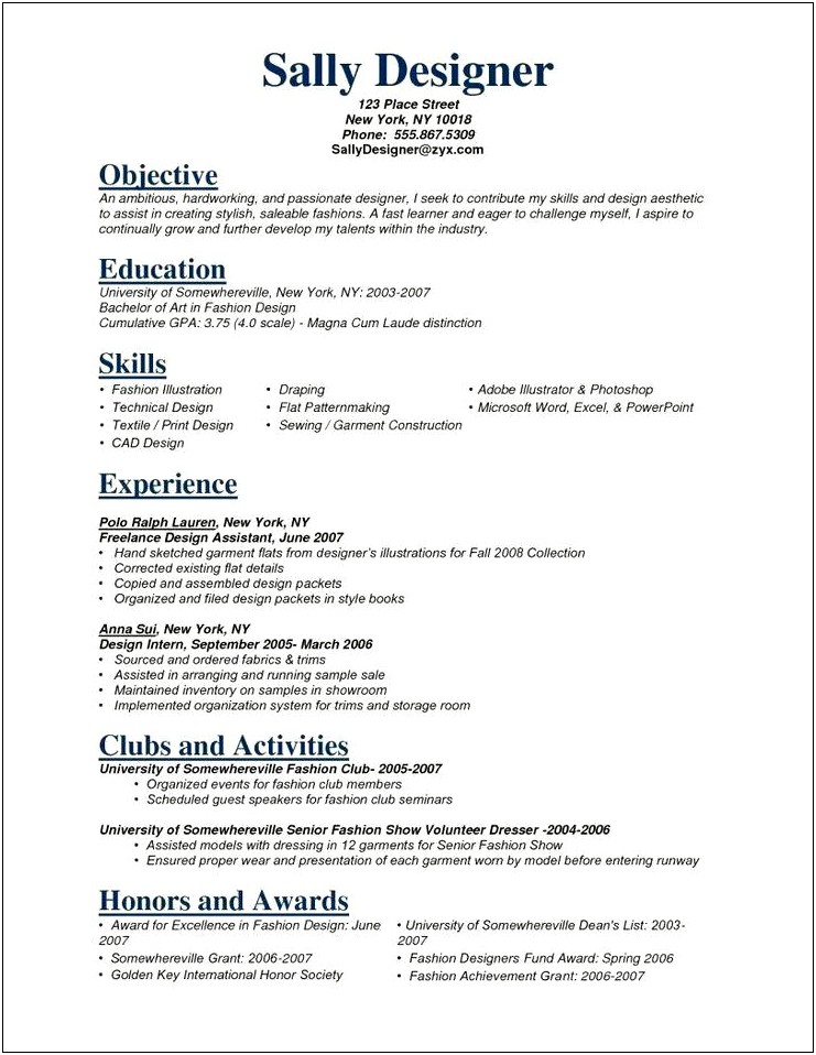 Sample Resume Fashion Buyer Cover Letter