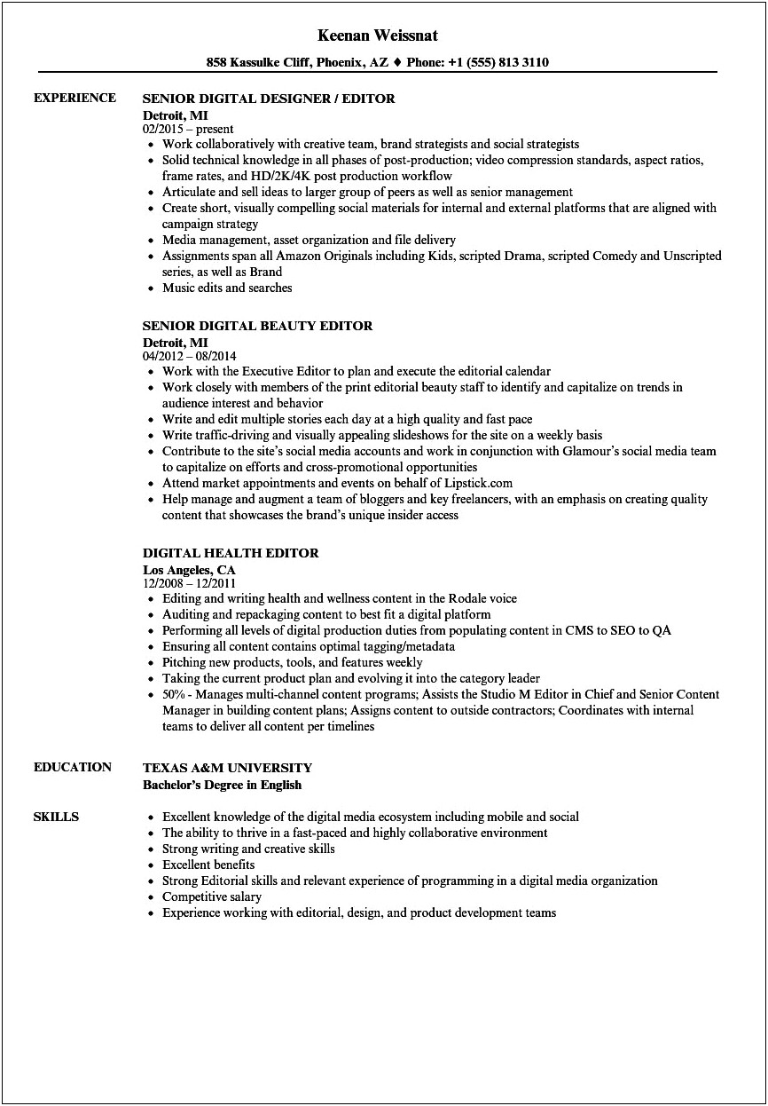 Sample Resume Fast Paced Environment