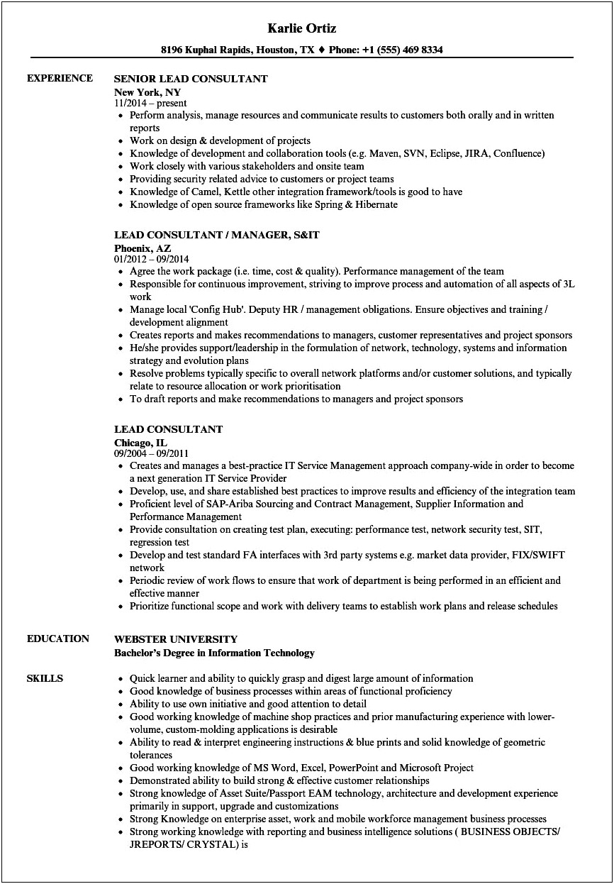 Sample Resume Fedex Center Consultant