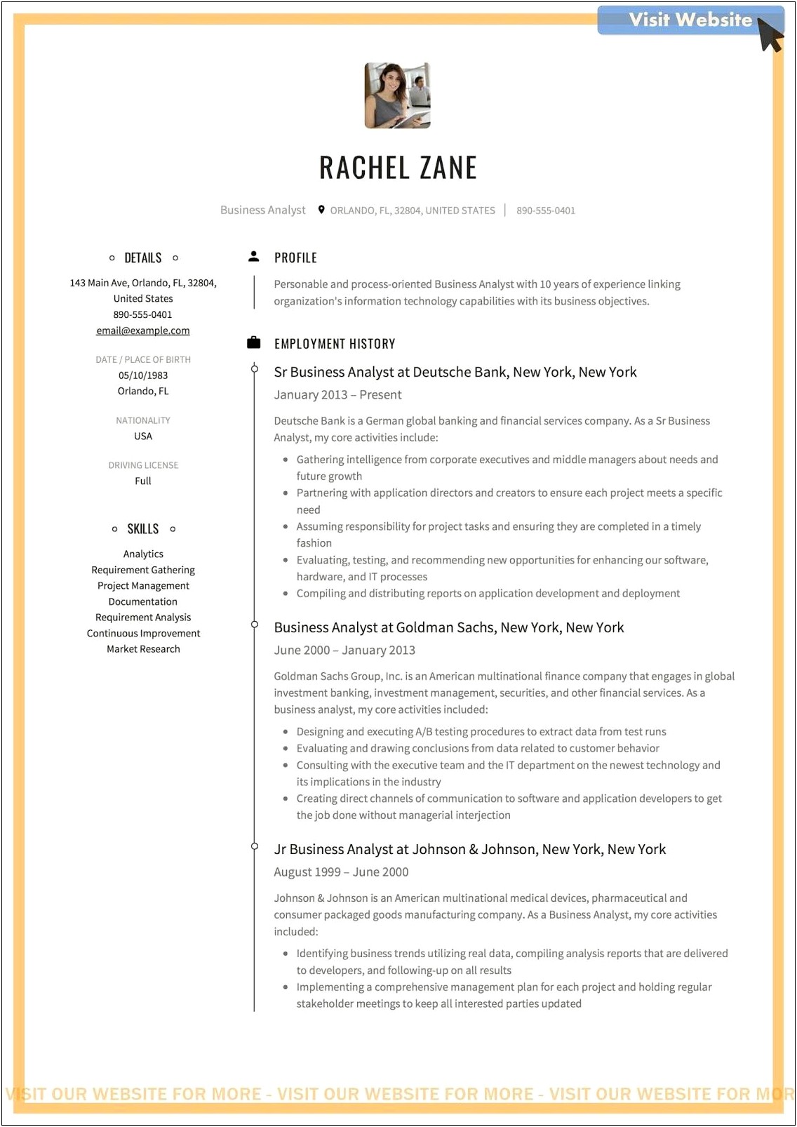 Sample Resume Financial Business Analyst