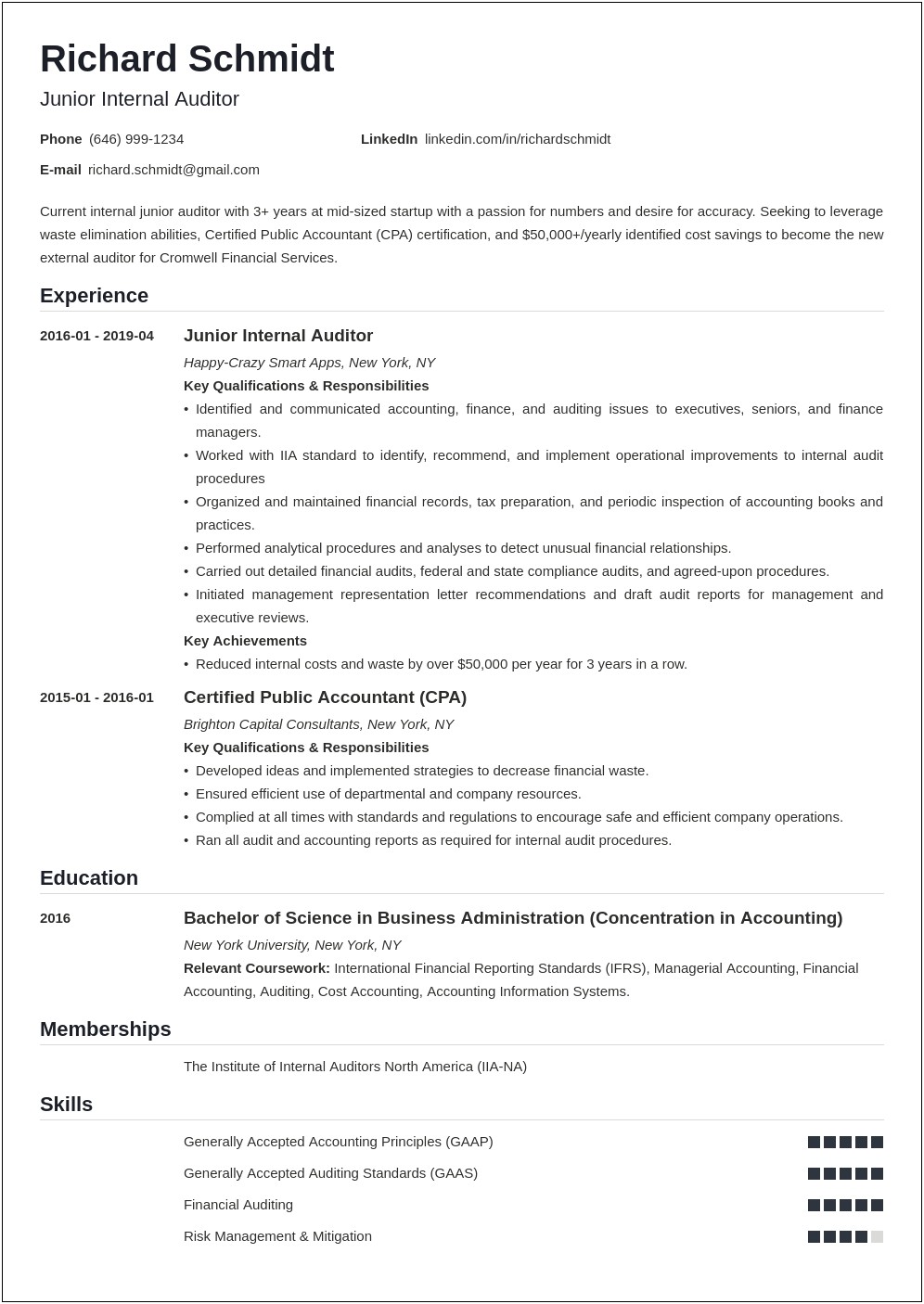 Sample Resume For 1 Year Experience In Finance