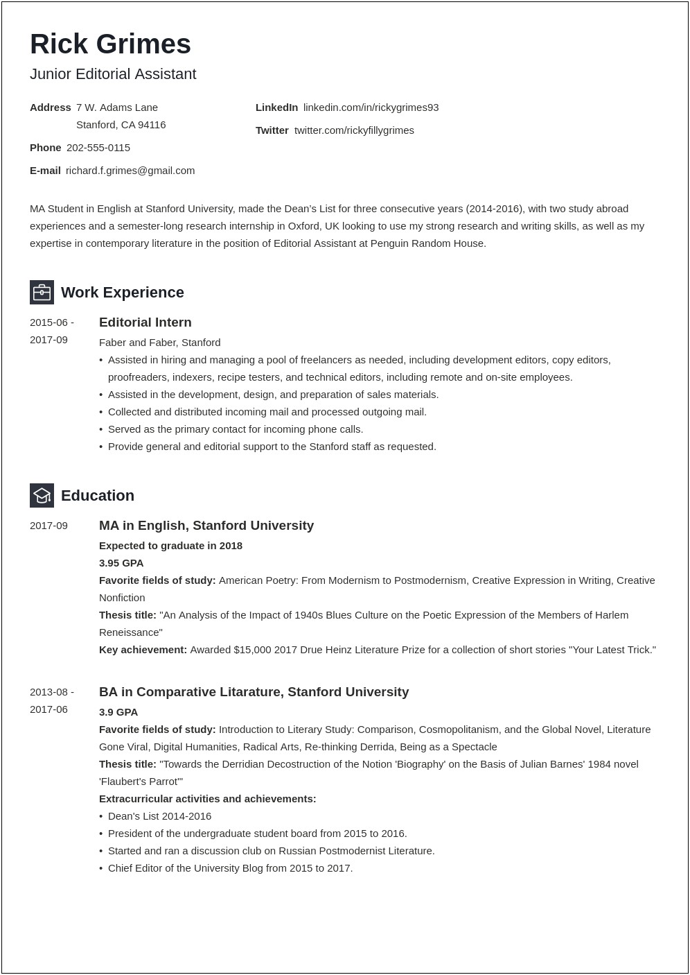 Sample Resume For 12th Pass Student