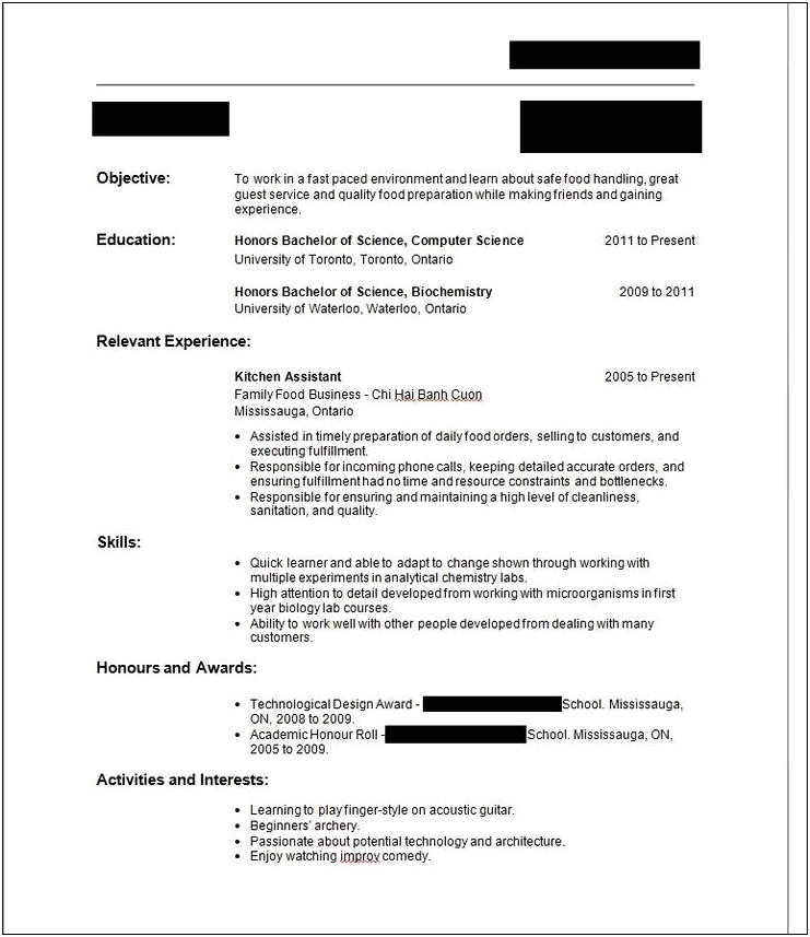 Sample Resume For 17 Year Old