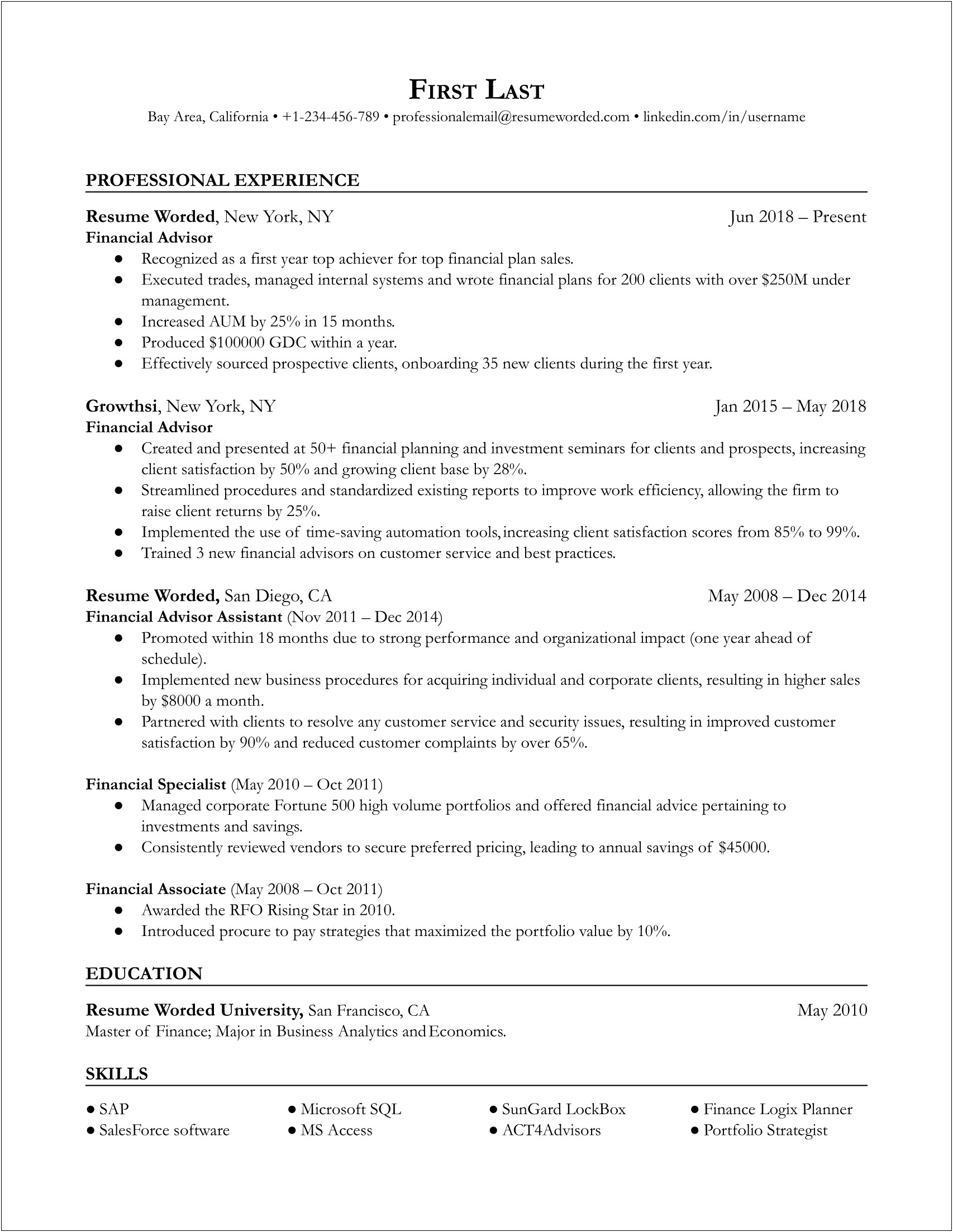 Sample Resume For 401k Plan Administrator