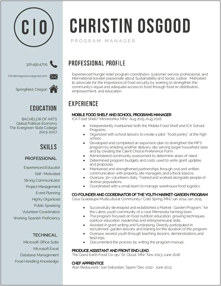 Sample Resume For A Chef Apprentice