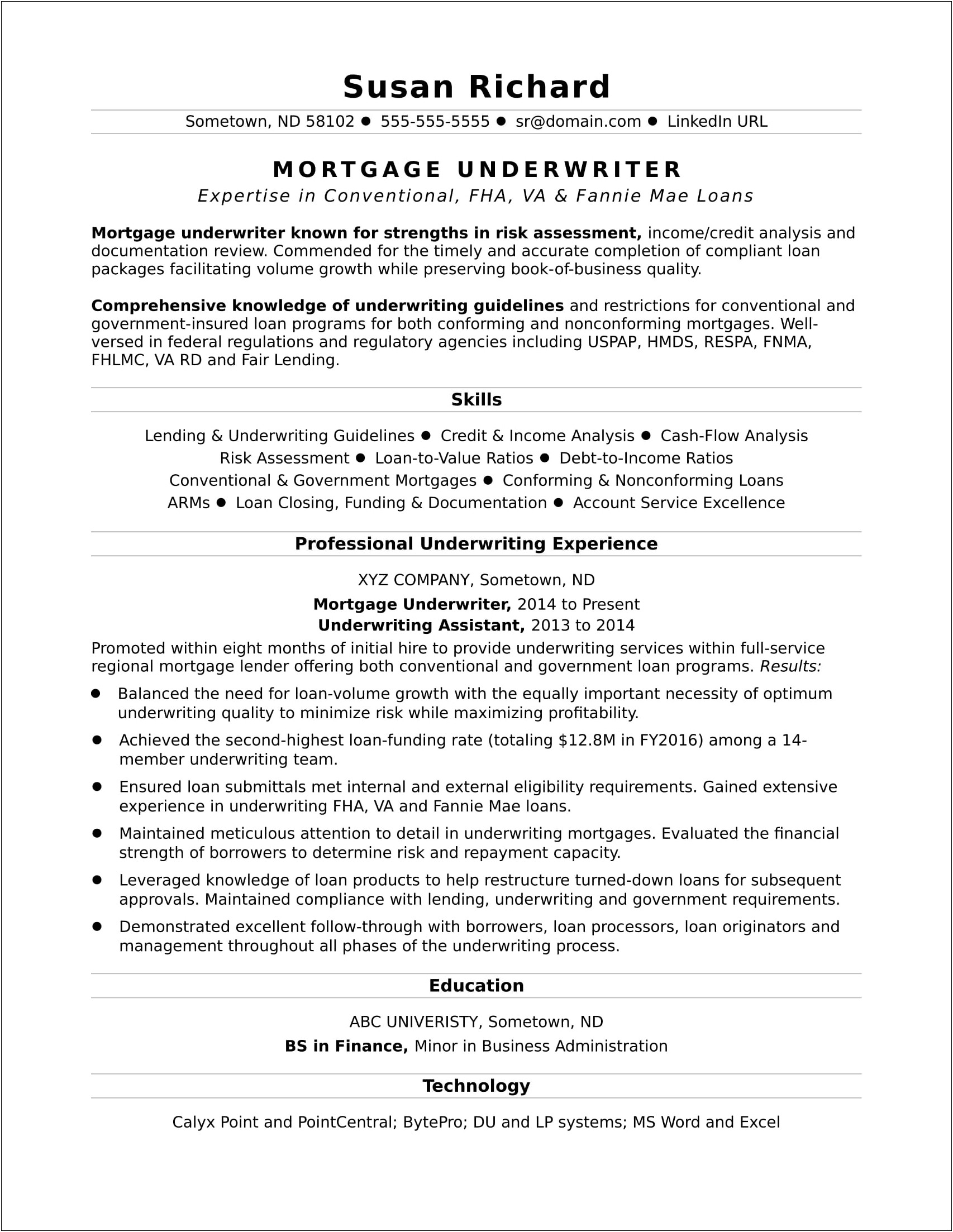 Sample Resume For A Loan Application
