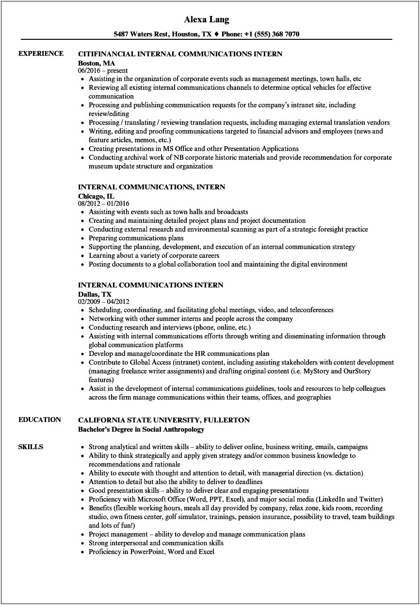 Sample Resume For A Political Operative