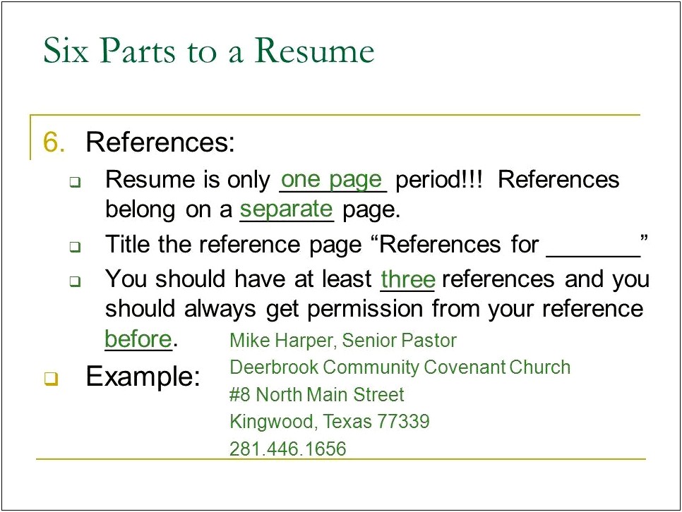 Sample Resume For A Senior Pastor Position