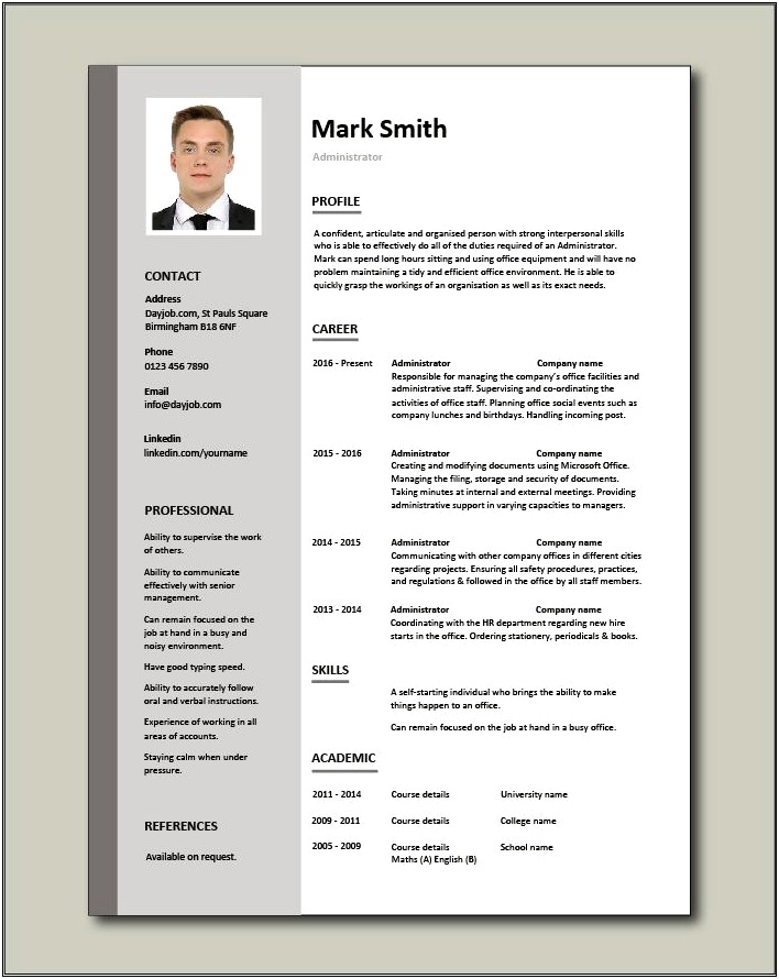 Sample Resume For Admin Manager India