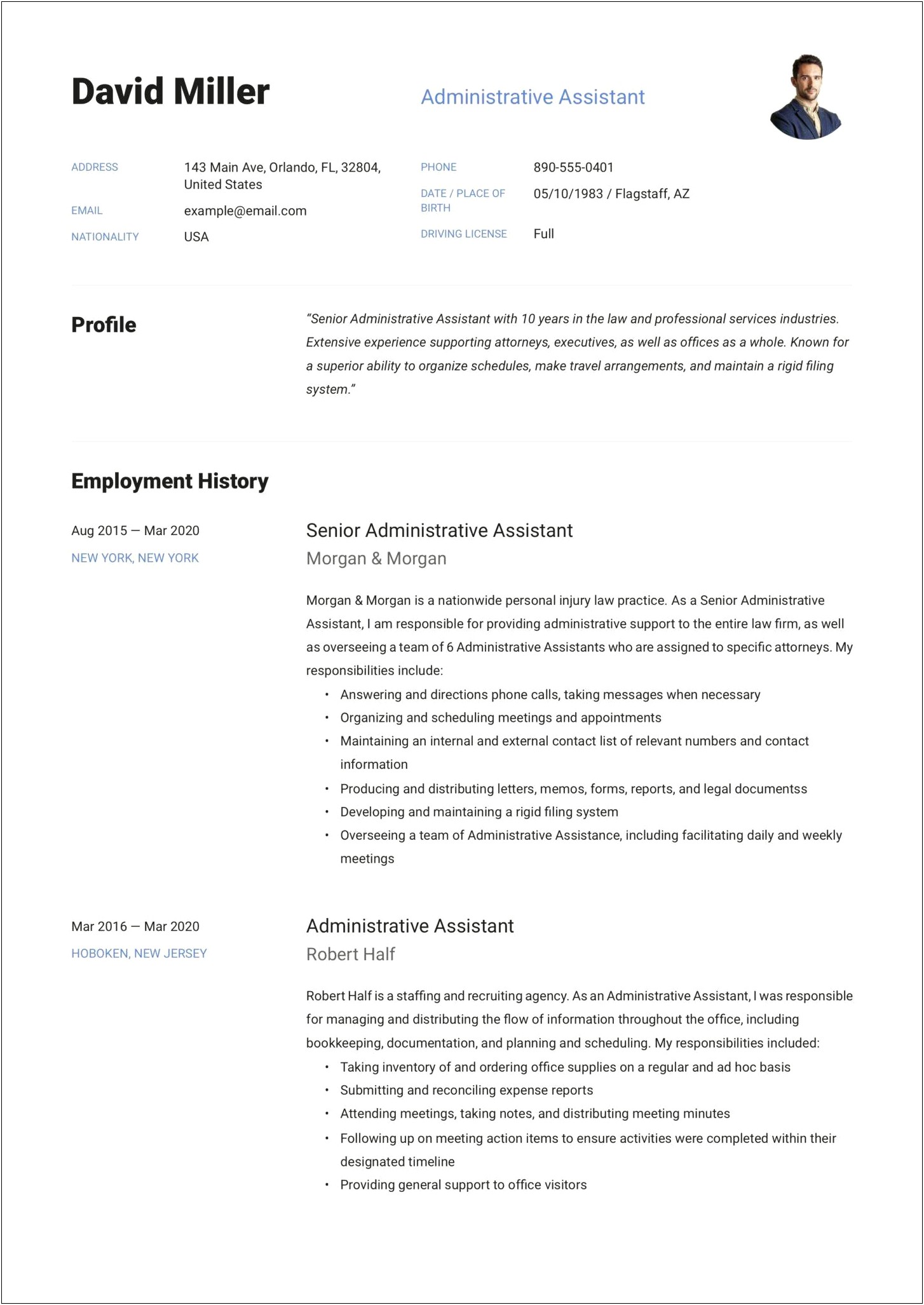 Sample Resume For Administrative Assistant Pdf