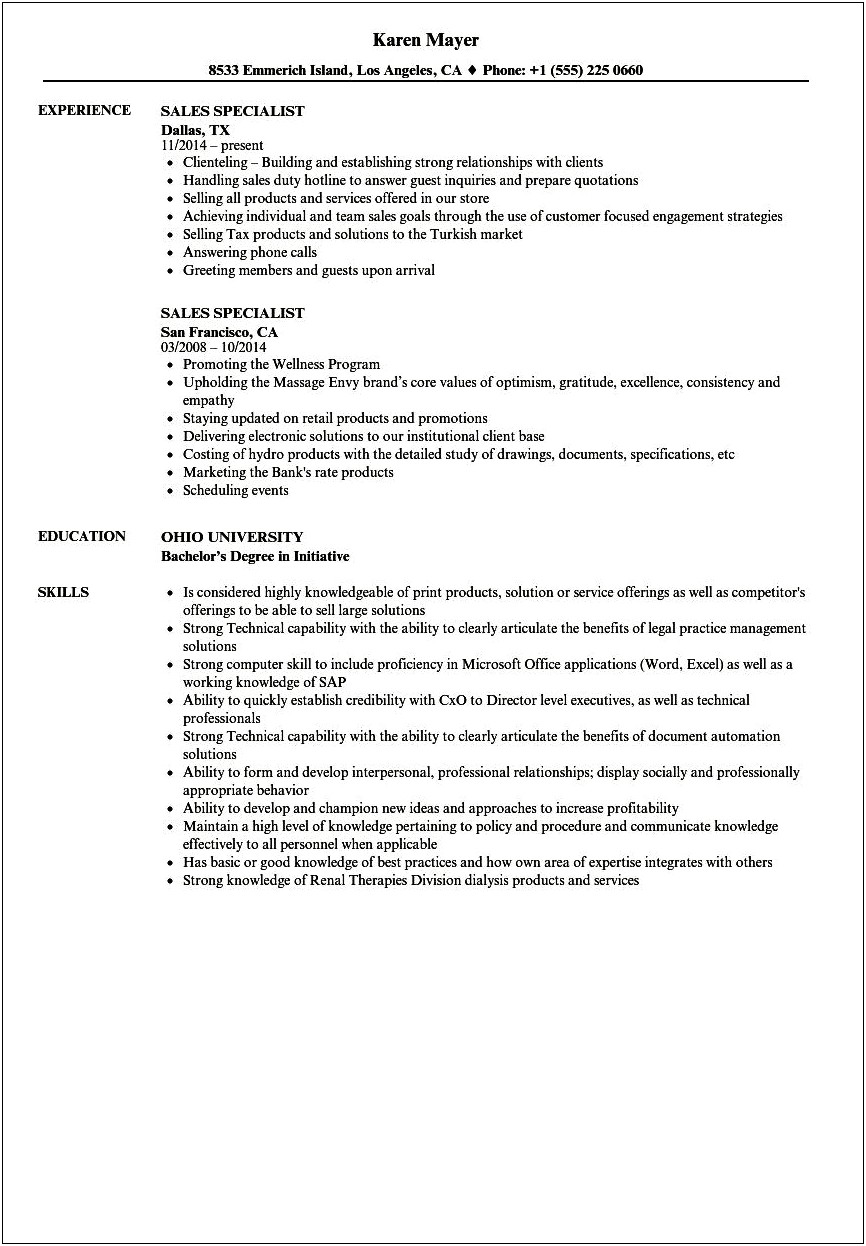Sample Resume For Apple Technician