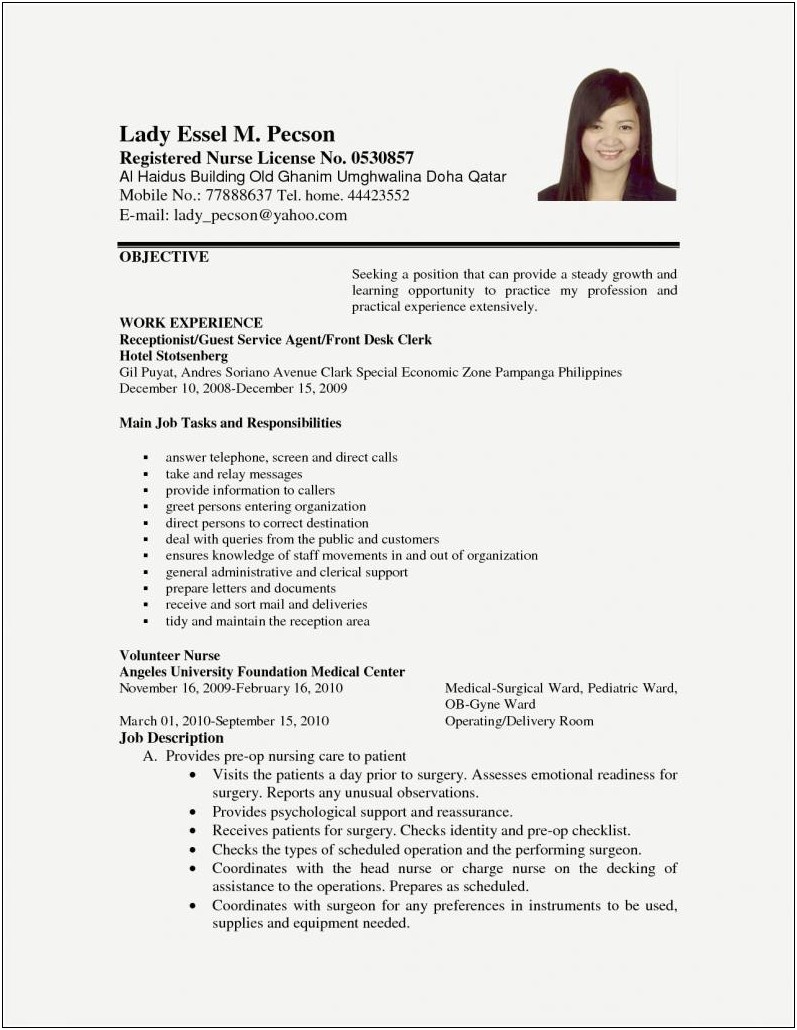 Sample Resume For Applying Abroad
