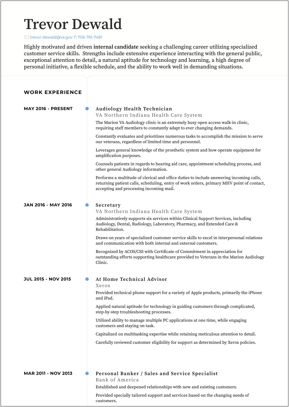 Sample Resume For Banking Experience