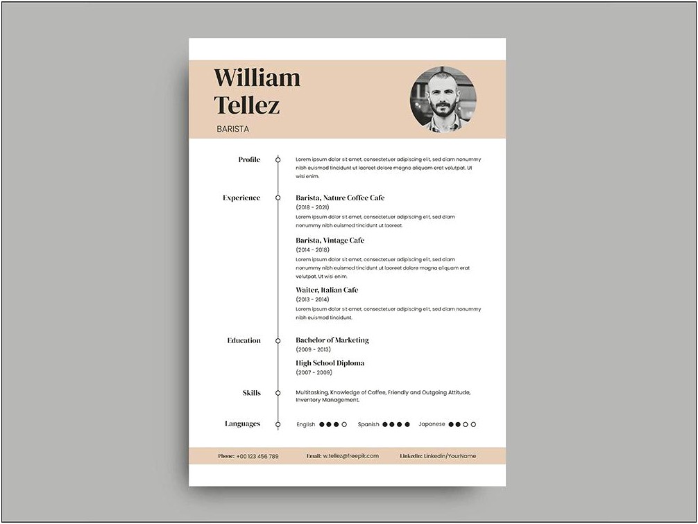 Sample Resume For Barista Position