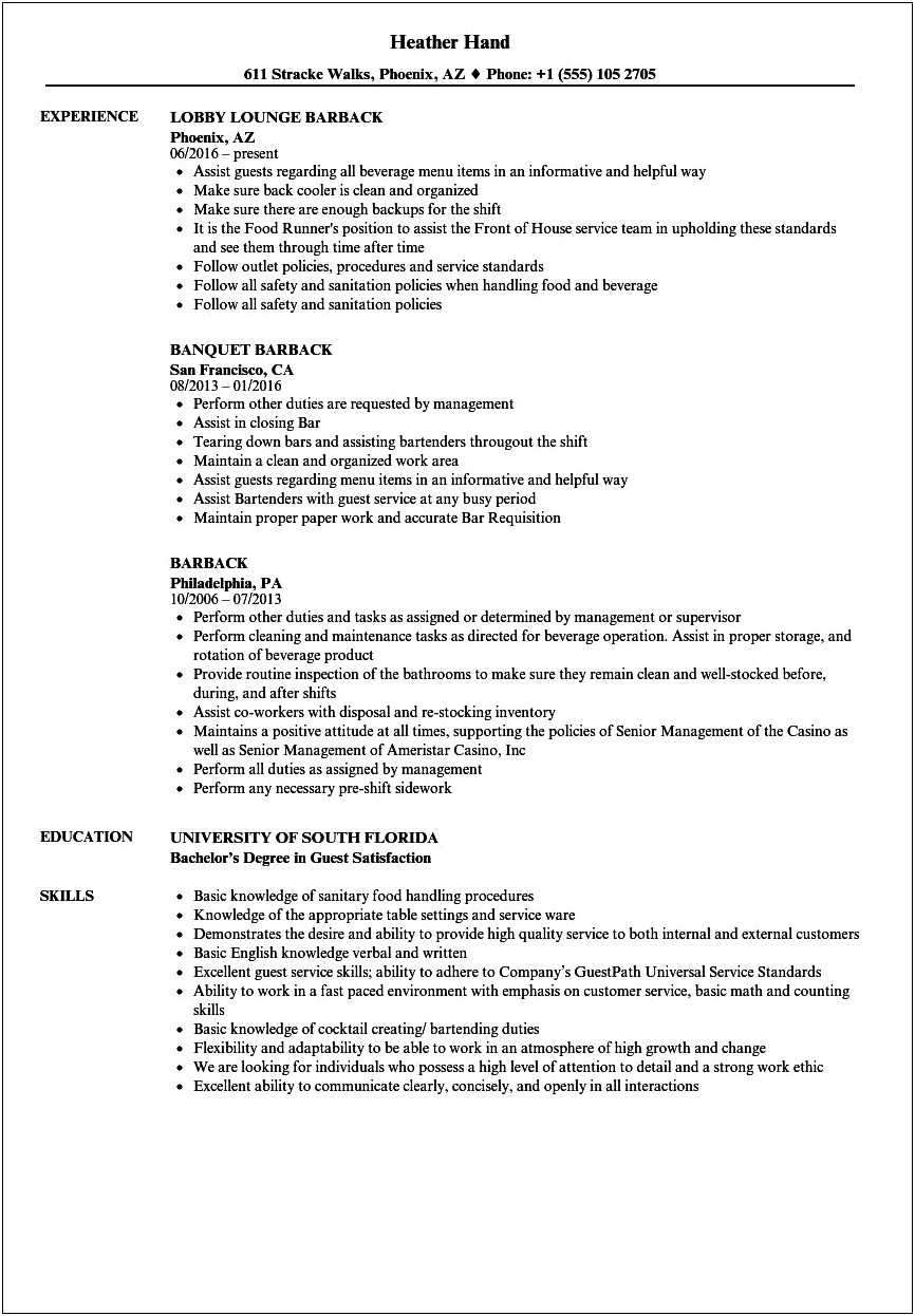 Sample Resume For Bowling Alley