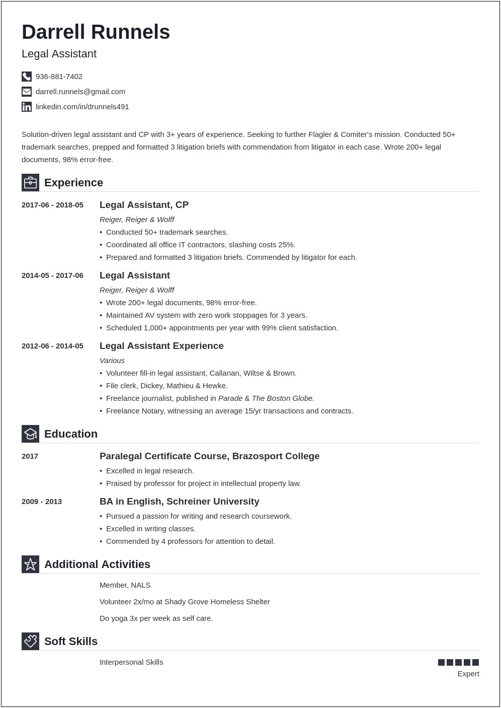 Sample Resume For Canada Immigration