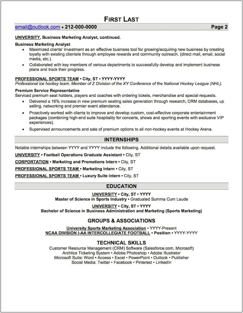Sample Resume For Coaching Position