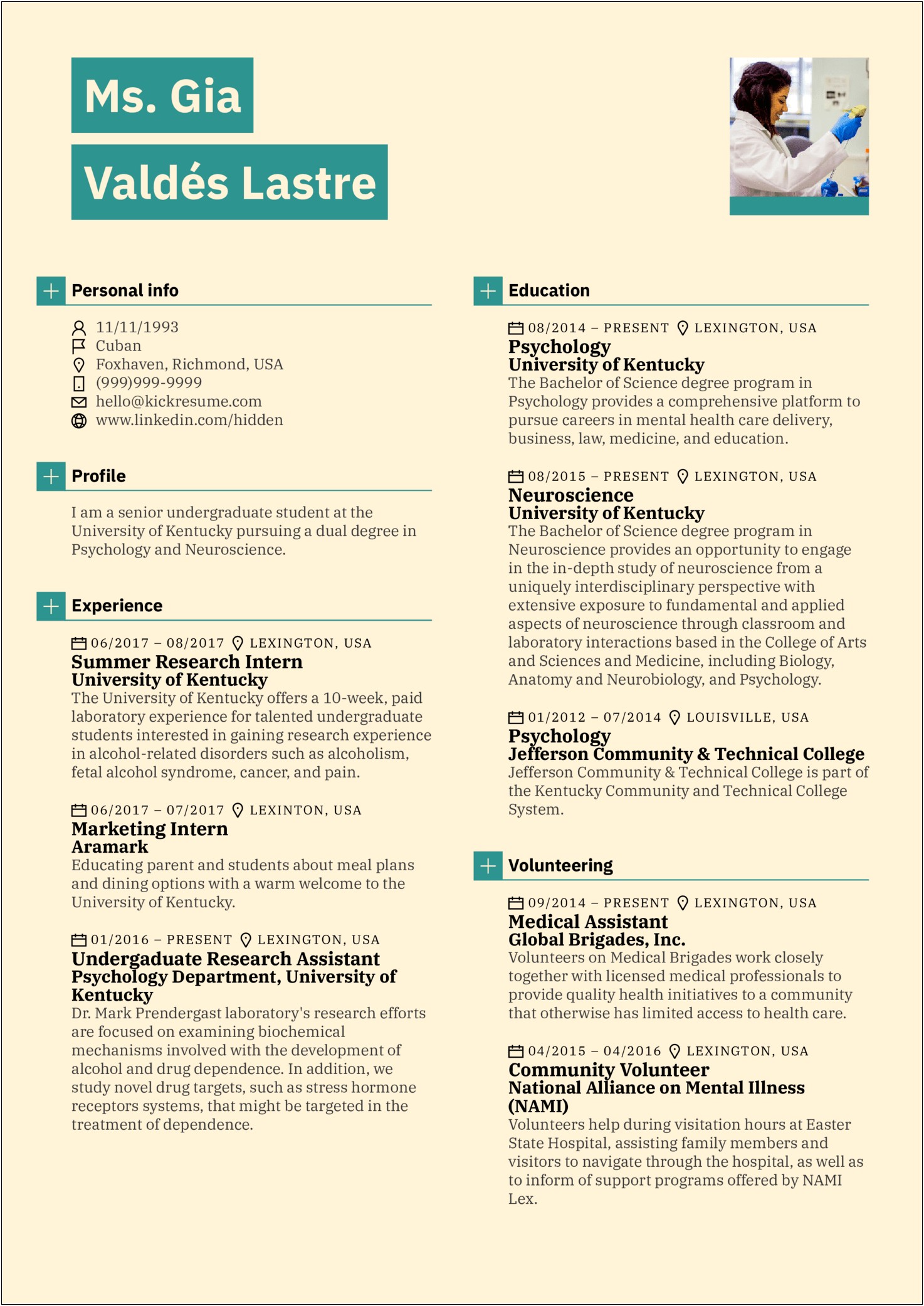 Sample Resume For College Research