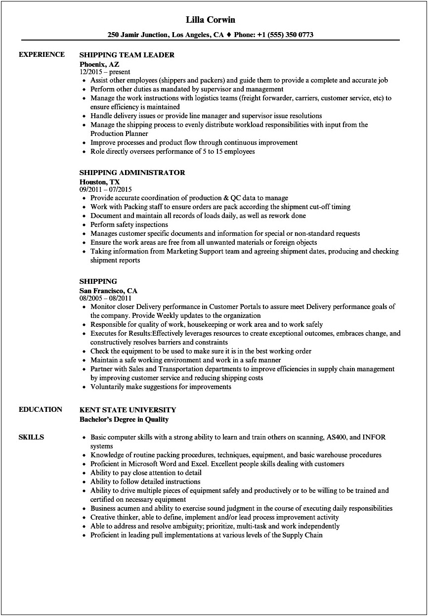Sample Resume For Core Driller