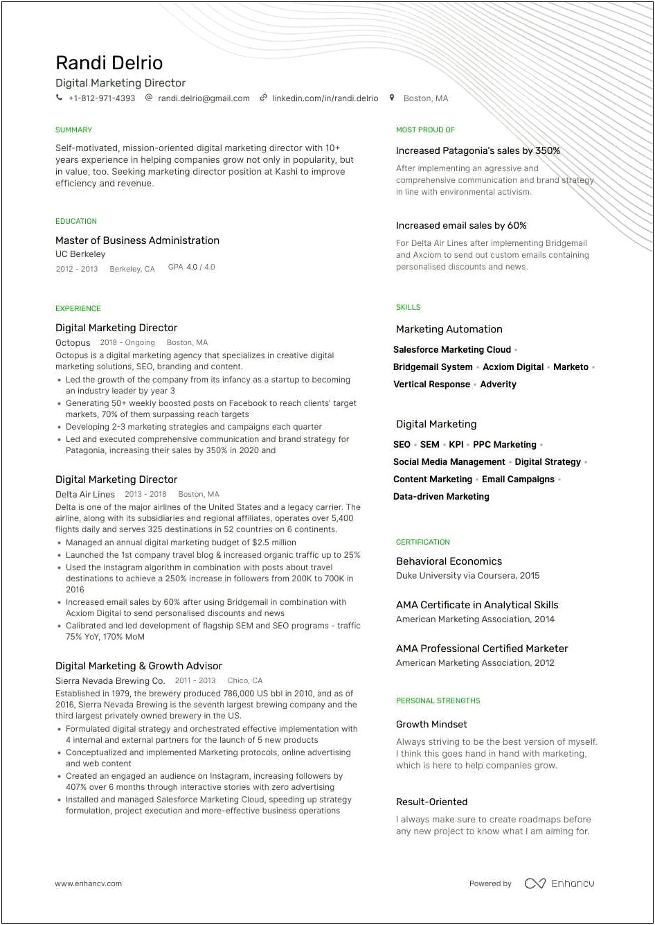 Sample Resume For Digital Media