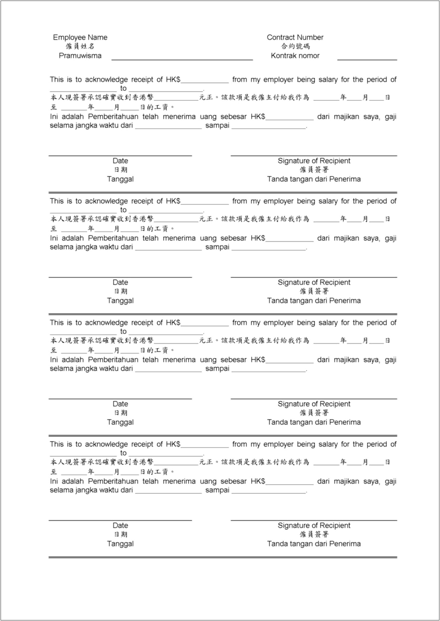 Sample Resume For Domestic Helper