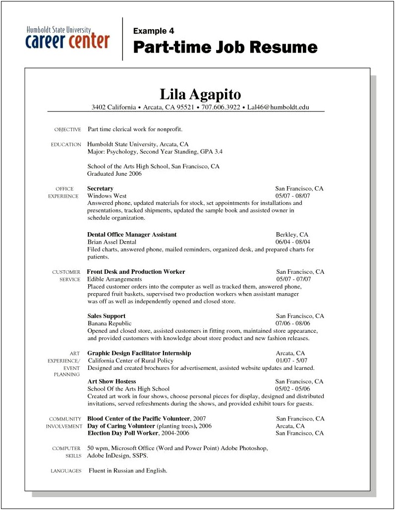 Sample Resume For Election Assistant
