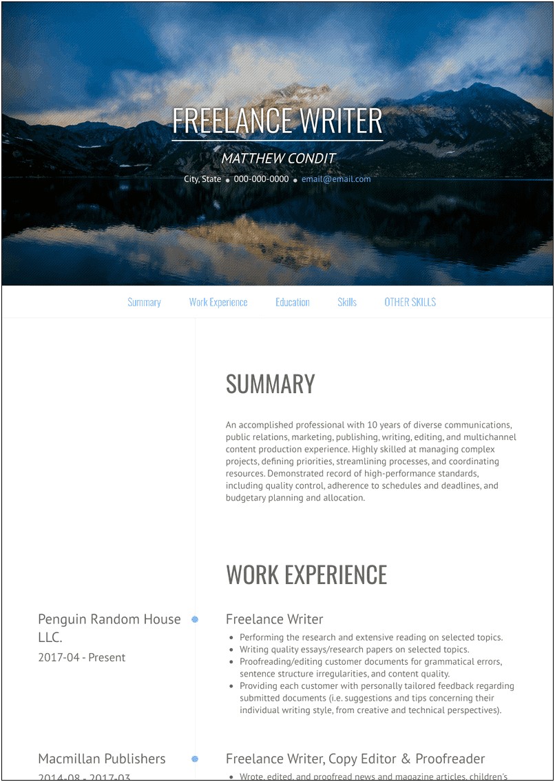 Sample Resume For Freelance Proofreader