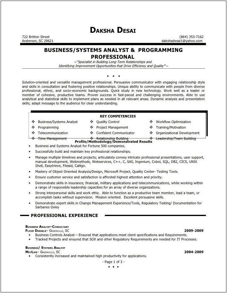 Sample Resume For H1b Jobs