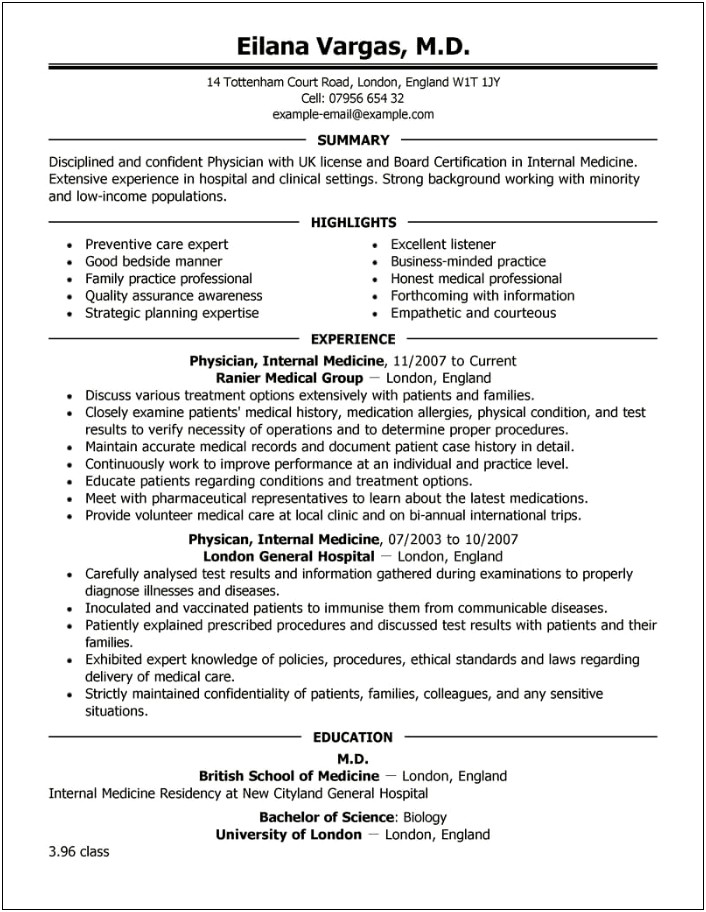 Sample Resume For Healthcare Provider
