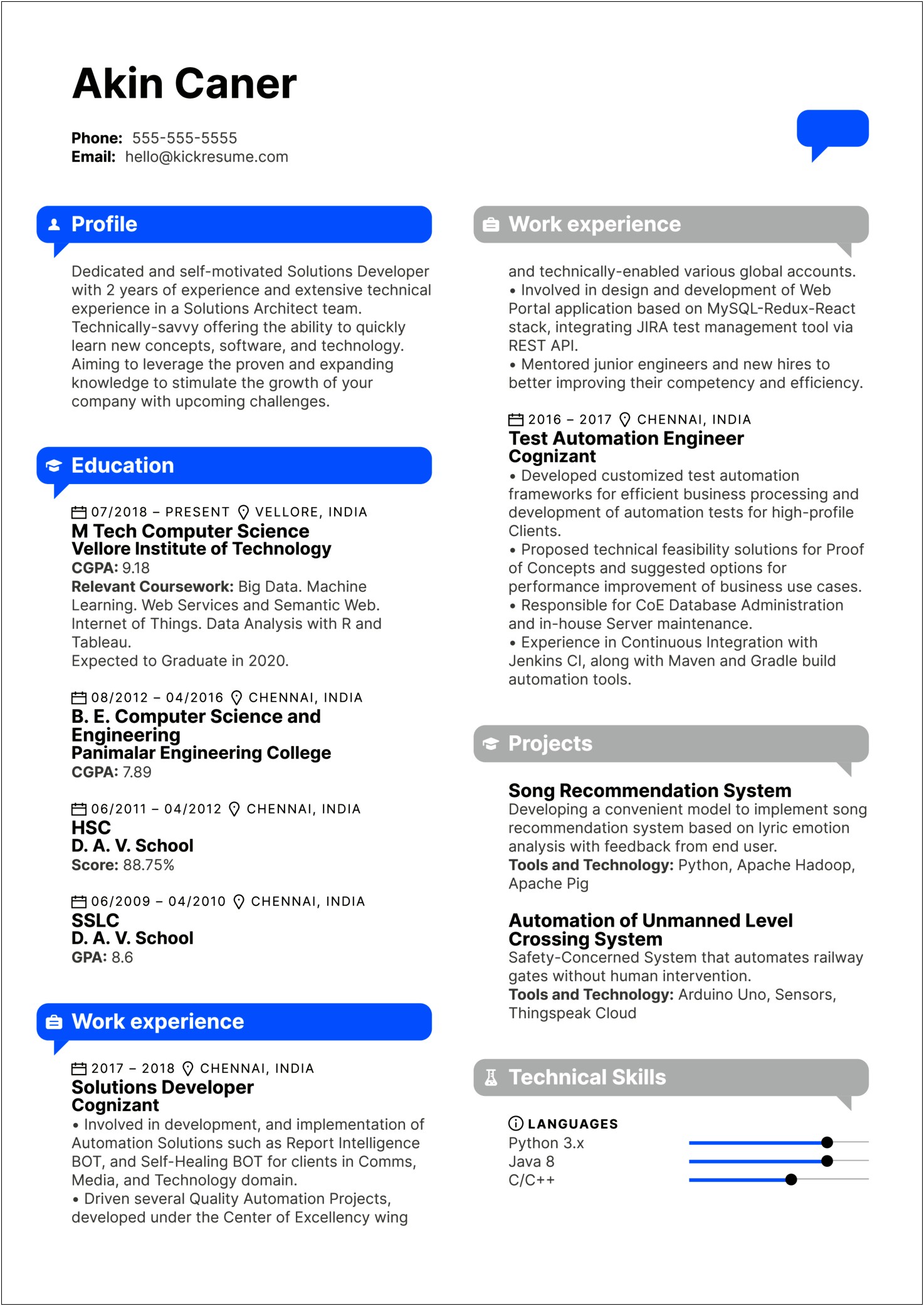 Sample Resume For Hsc Students
