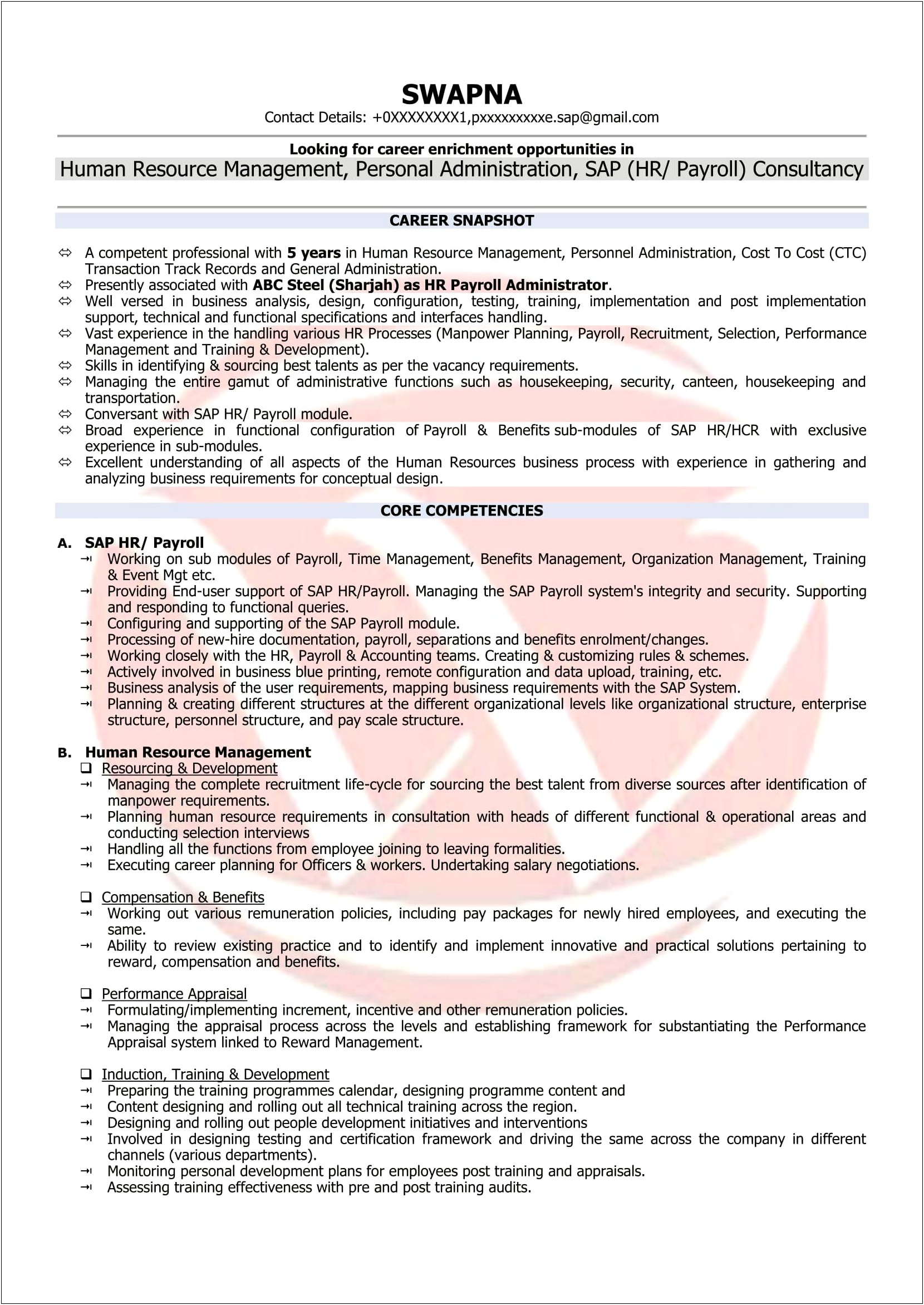 Sample Resume For Indian Navy