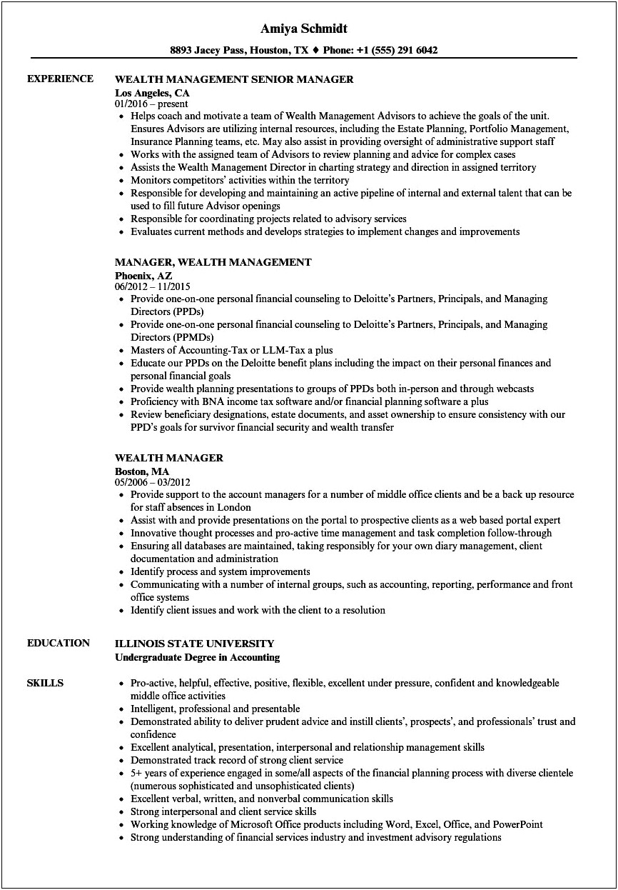 Sample Resume For Management Advising