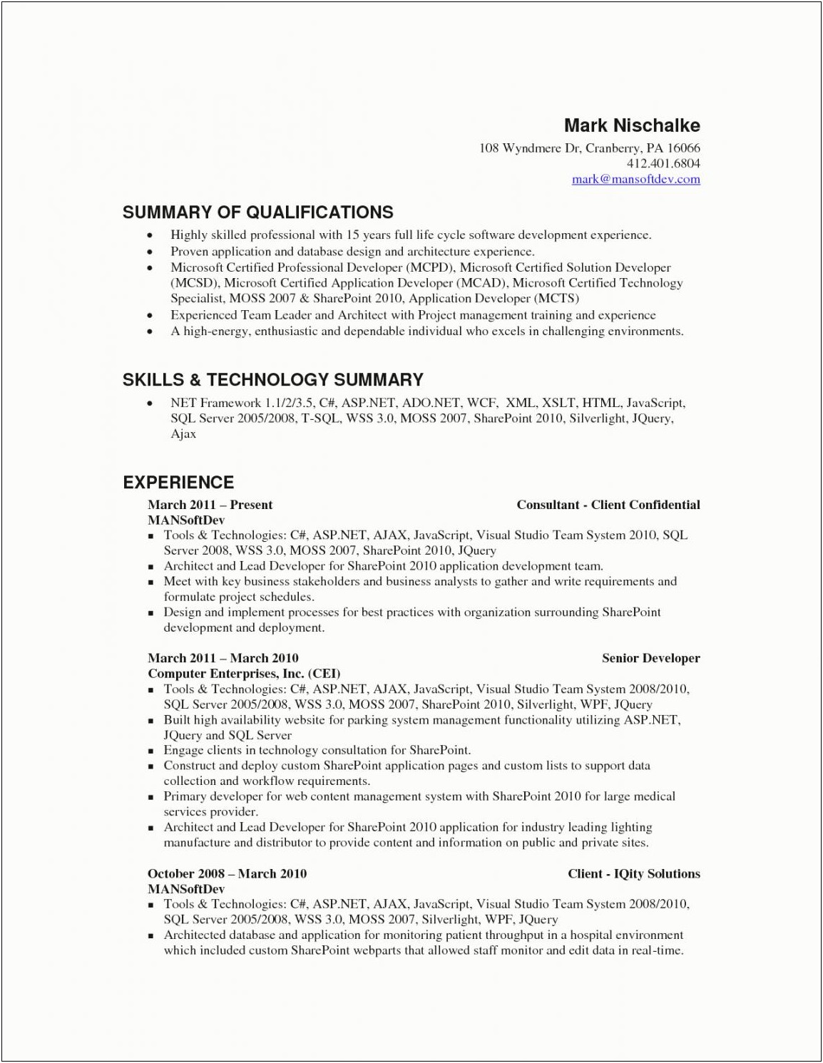 Sample Resume For Manufacturing Worker