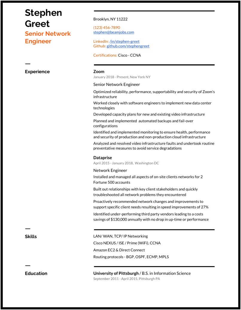 Sample Resume For Mcse Ccna