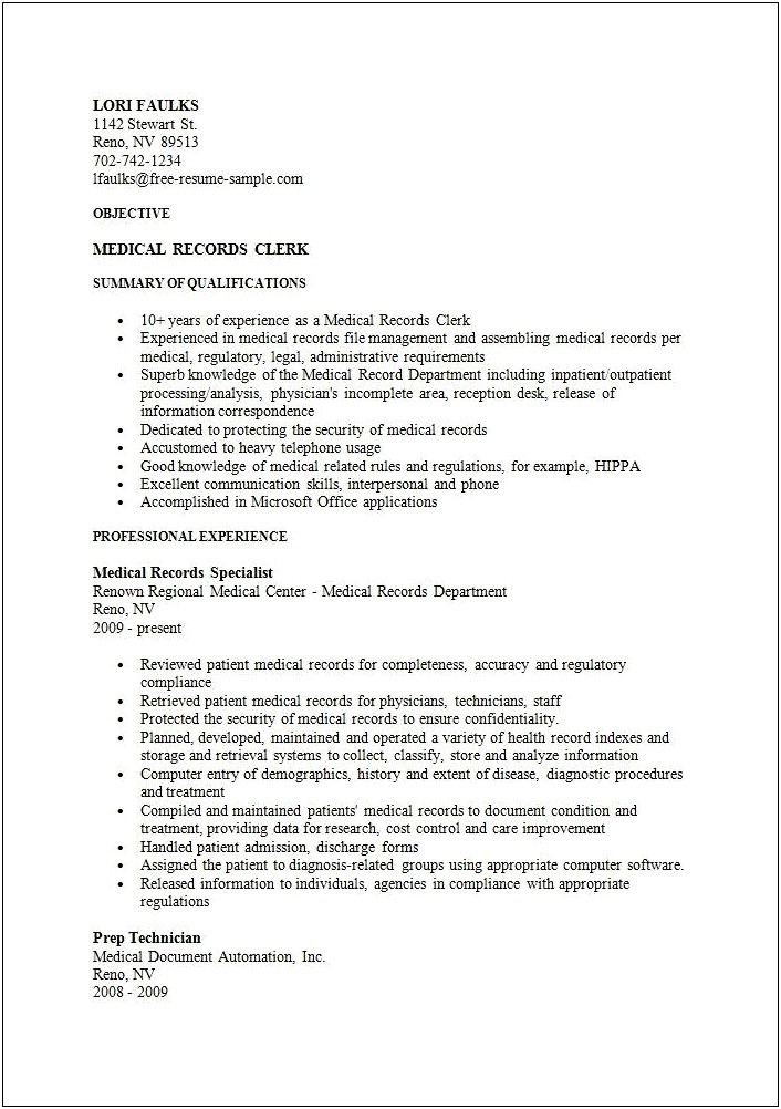 Sample Resume For Medical Coders