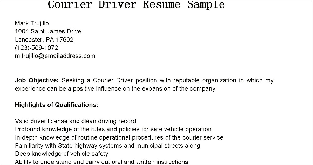 Sample Resume For Newspaper Delivery