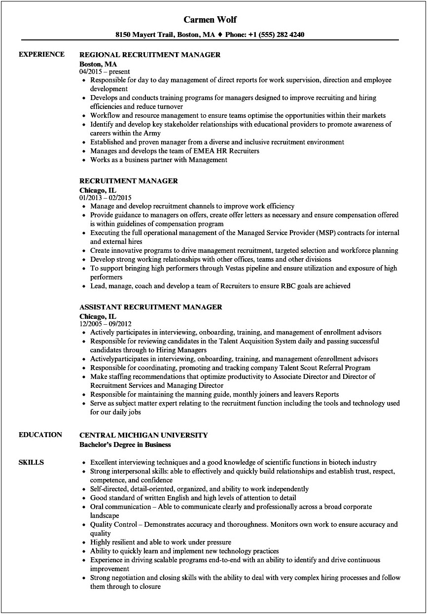Sample Resume For Onsite Manager