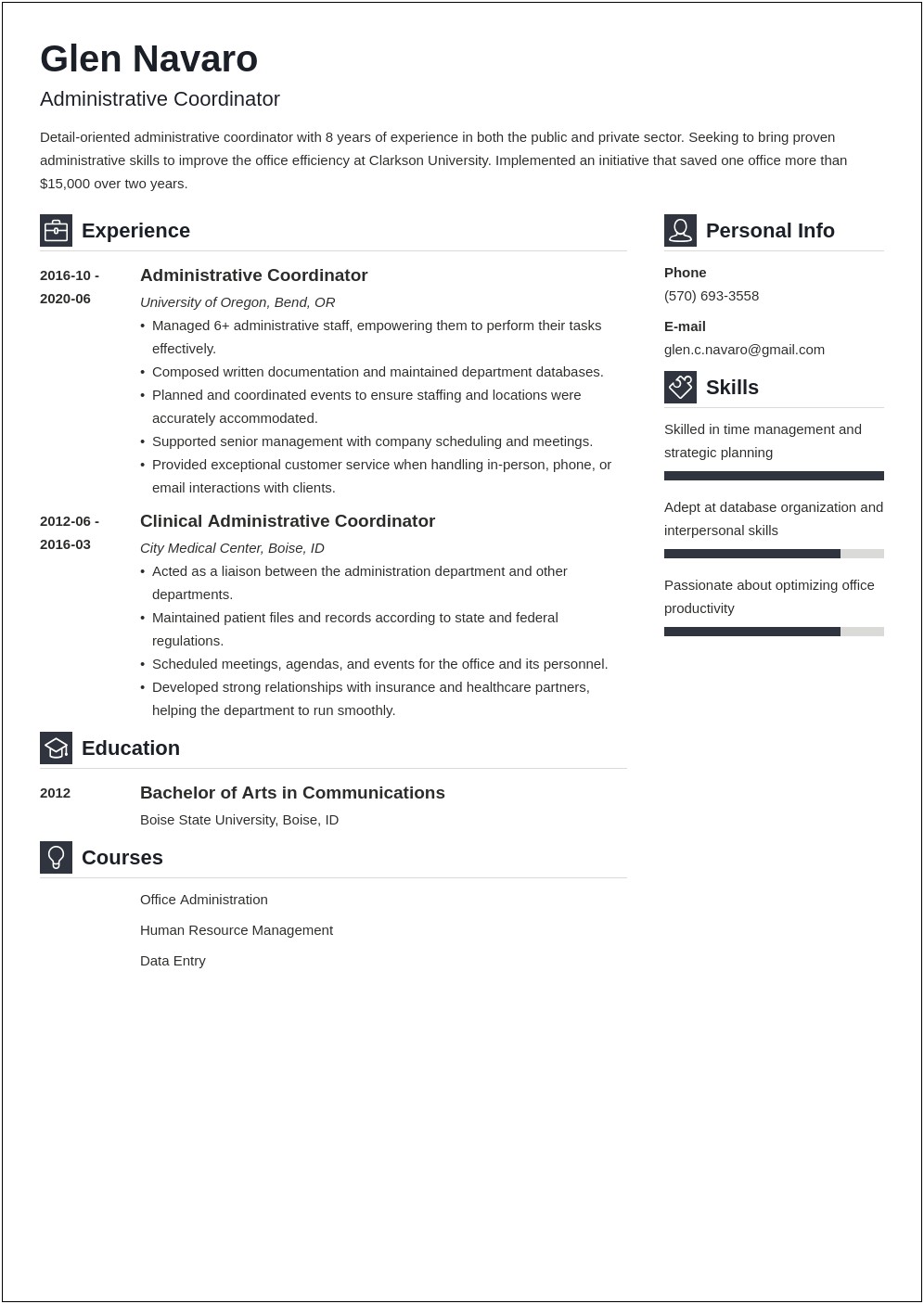 Sample Resume For Patient Coordinator