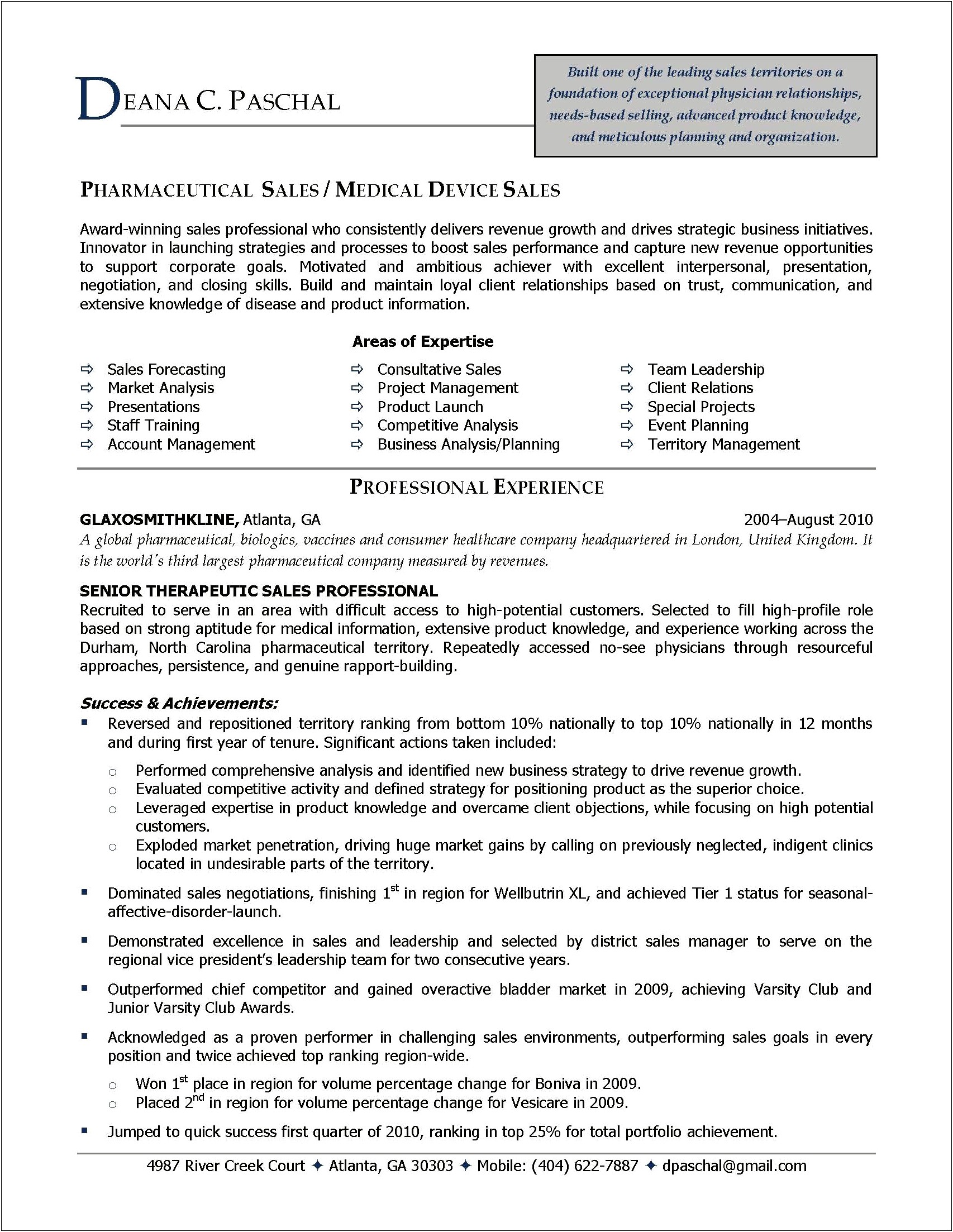 Sample Resume For Pharmaceutical Analyst