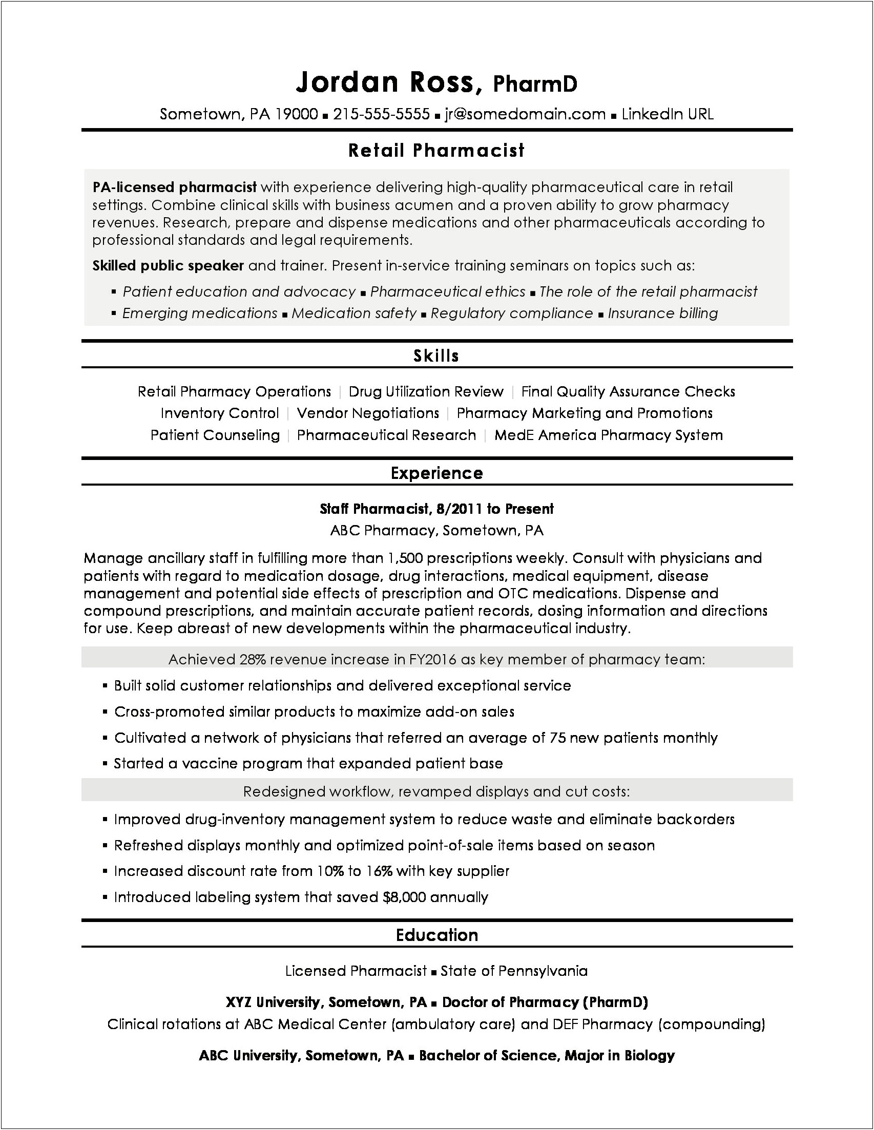 Sample Resume For Pharmacovigilance Fresher