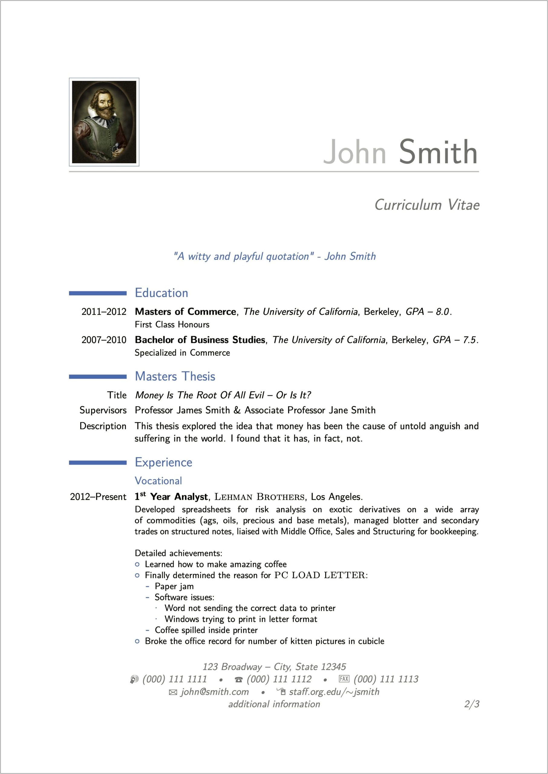 Sample Resume For Postdoctoral Position