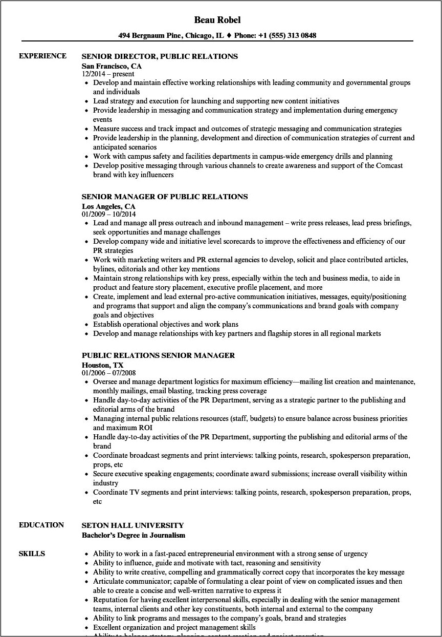 Sample Resume For Public Affairs