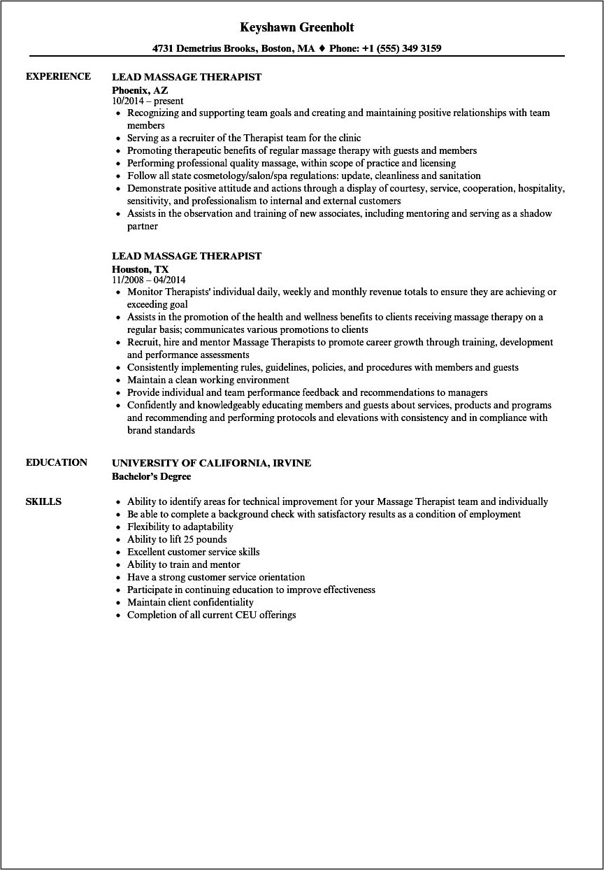 Sample Resume For Radiation Therapist